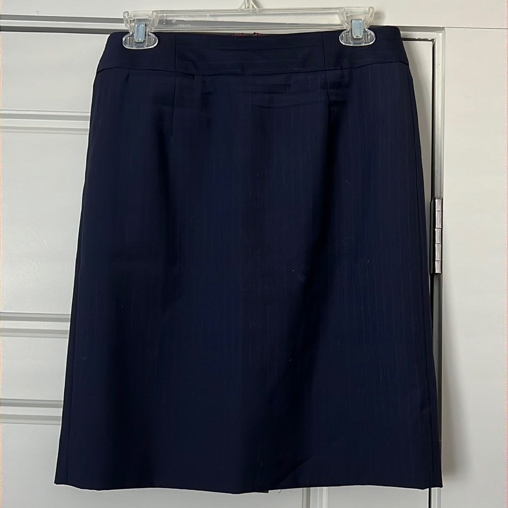 J. Crew wool dark blue pin pint stripes pencil‎ skirt Sz 2